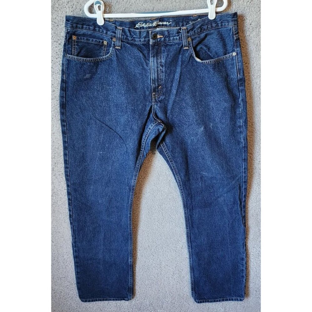 Eddie Bauer‎ Specially Dyed Straight Fit Blue Jeans Pants Size 42 x 34 Cotton